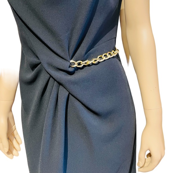 The Kooples Black Dress Sleeveless Wrap with a Gold Chain Size M 100% polyester - Picture 5 of 16